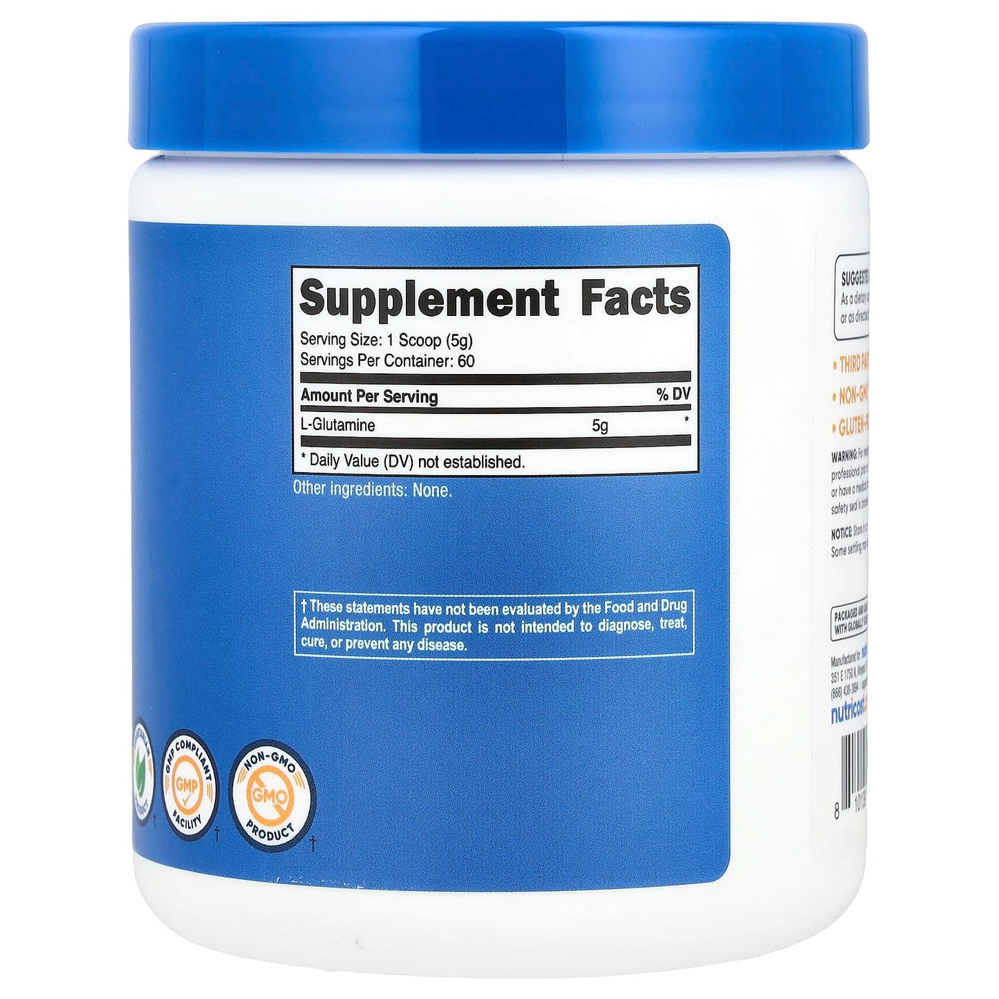 Nutricost L-Glutamina Sin Sabor