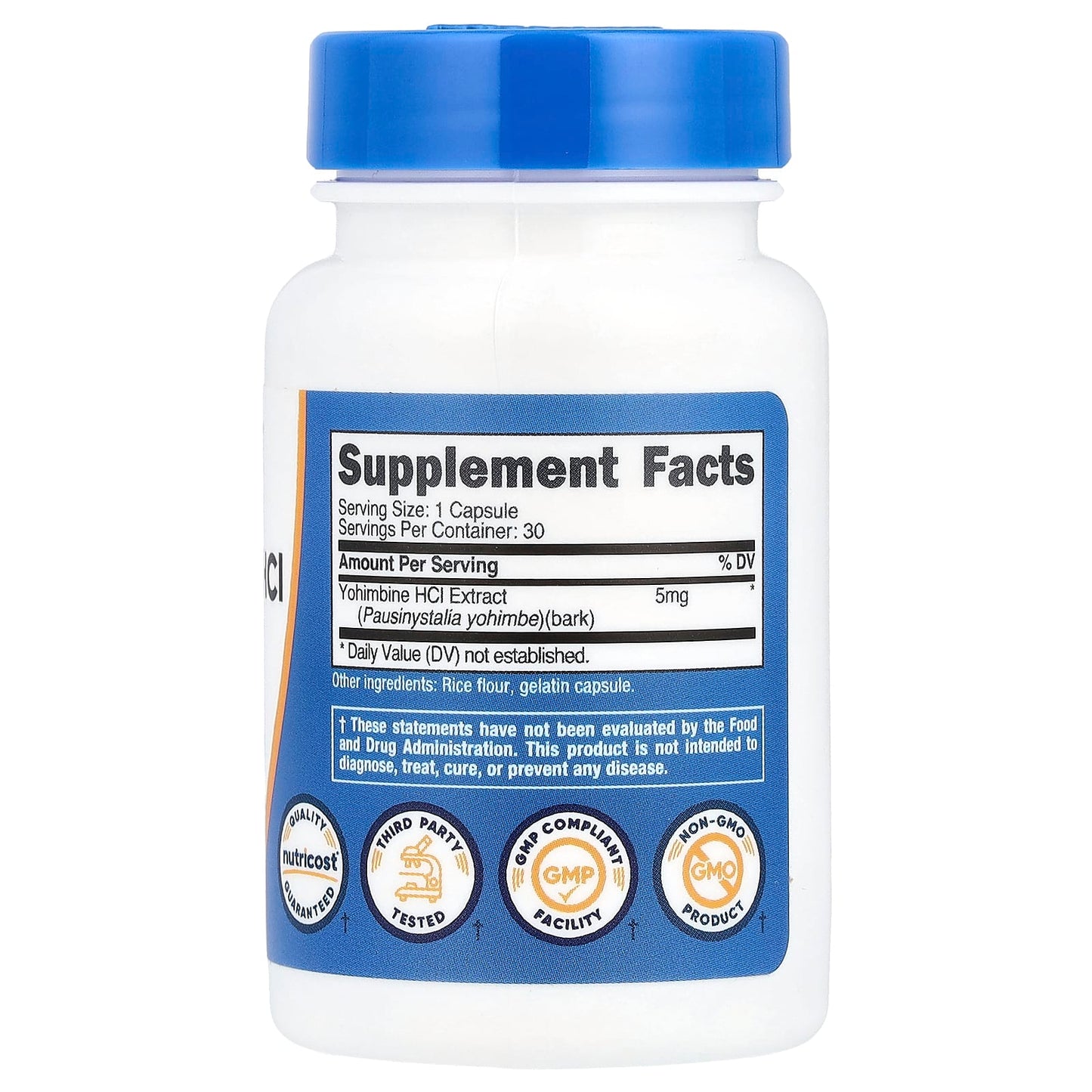 Nutricost Clorhidrato de Yohimbina 5 mg 30 Cápsulas