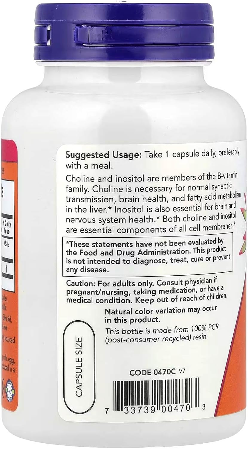 Now Foods Choline & Inositol 500 mg 100 Cápsulas