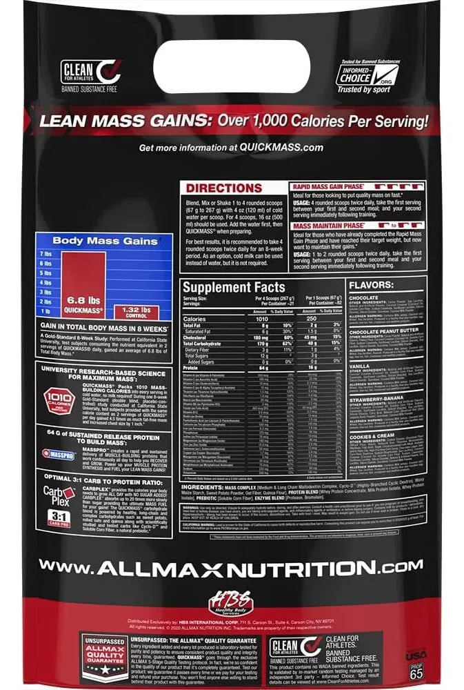 Allmax QuickMass Suplemento Ganador de Masa 5.4kg - Fresa Banana
