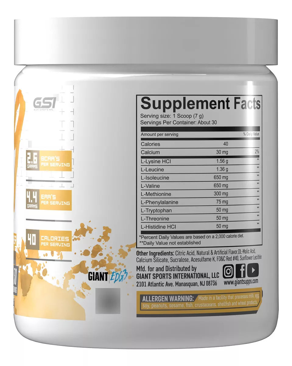 Giant BCAAs + EAAs Aminoácidos de Cadena Ramificada - Sabor Mango, 30 Servicios