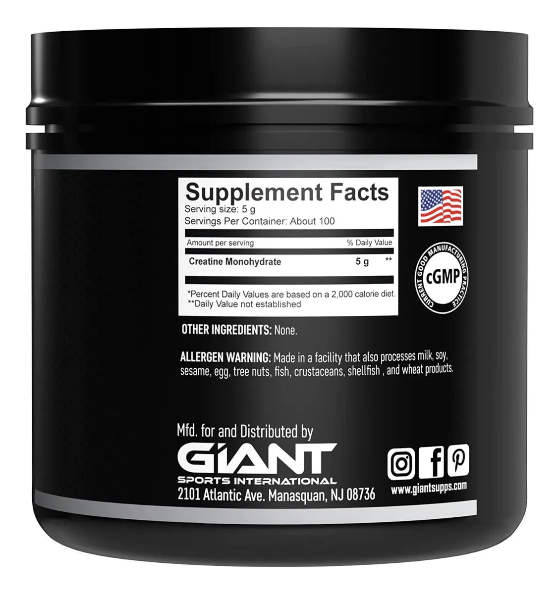 Giant Sports Creatina Monohidratada 500g Sin Sabor