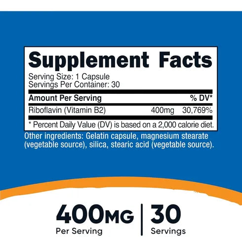 Nutricost Vitamin B2 Riboflavin Cápsulas