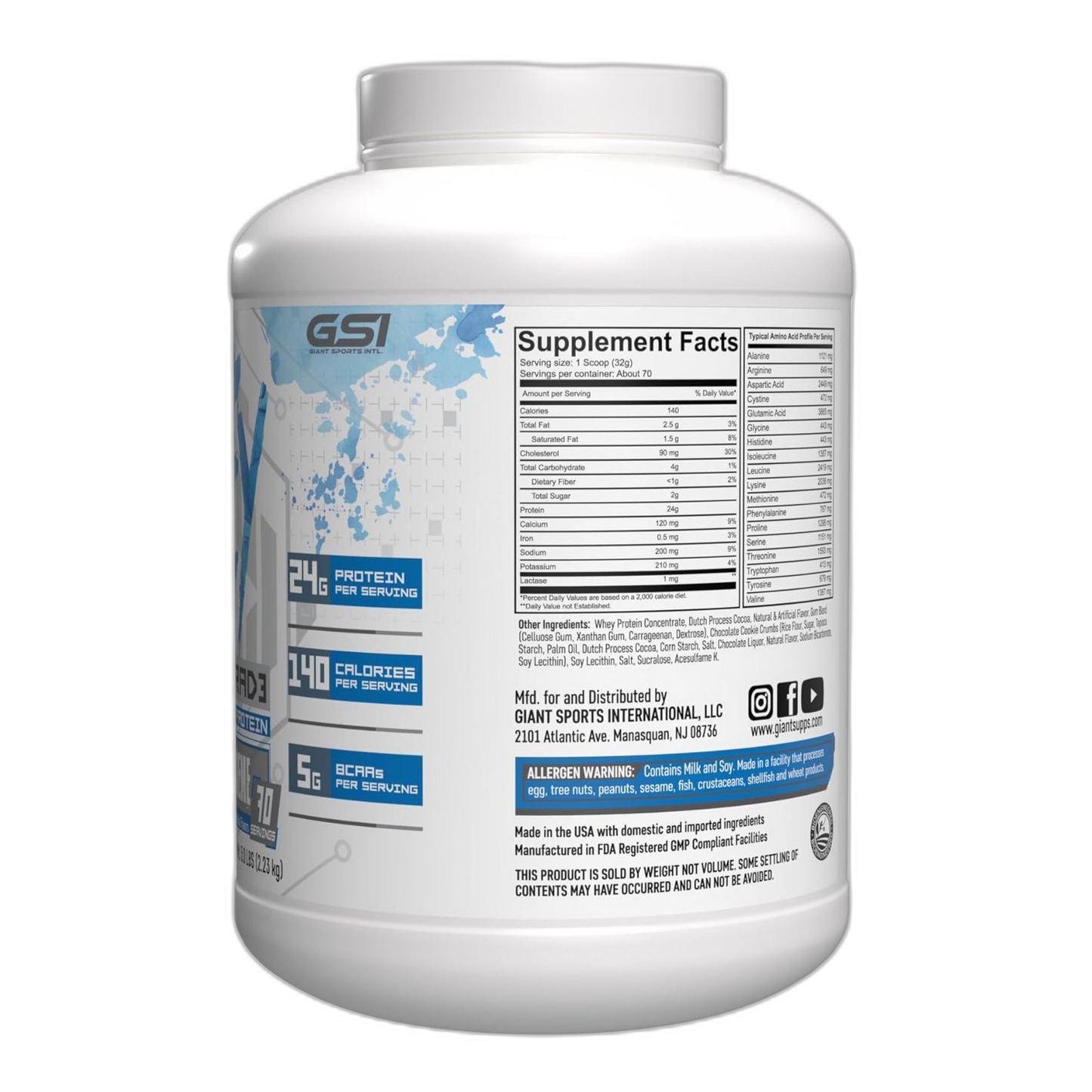 GIANT WHEY UPGRAD3 5lb | Proteína de suero de leche (Whey Protein) 69-73 servicios