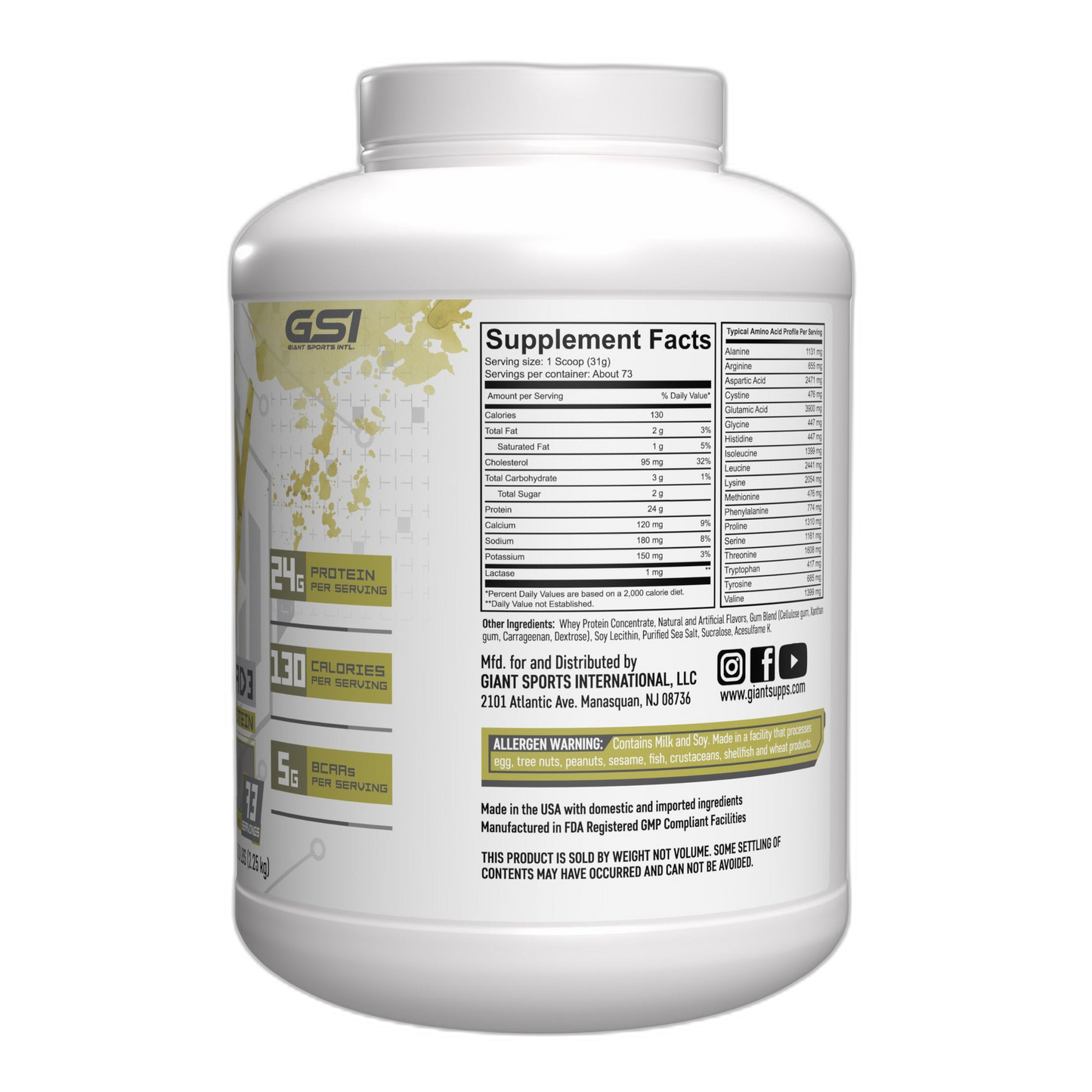 GIANT WHEY UPGRAD3 5lb | Proteína de suero de leche (Whey Protein) 69-73 servicios
