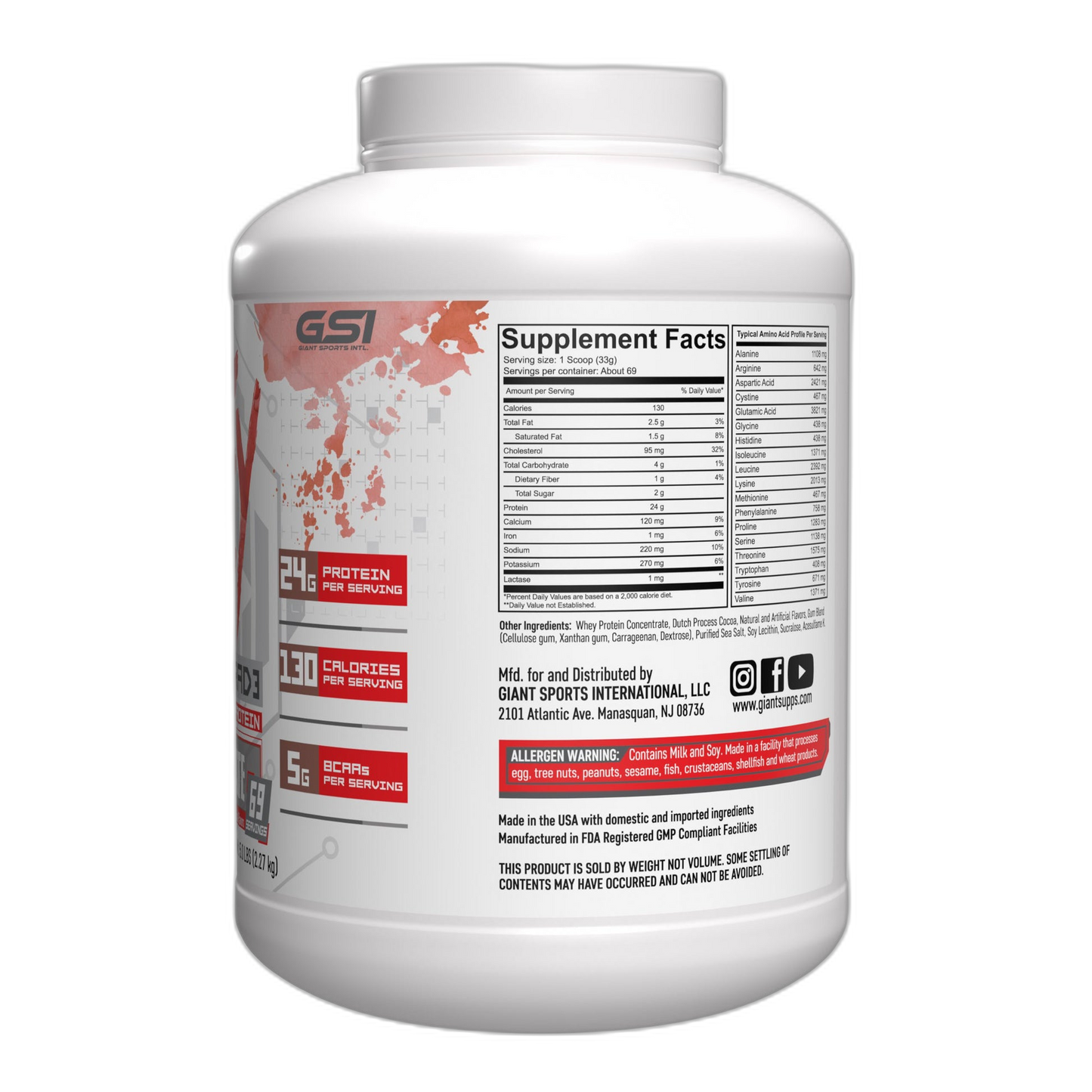 GIANT WHEY UPGRAD3 5lb | Proteína de suero de leche (Whey Protein) 69-73 servicios
