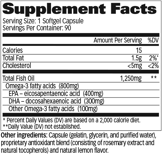 OMEGA-3 PURIFIED FISH OIL | Omega 3, 800mg 90 cápsulas - MarketFit