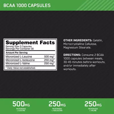 BCAA 1000 | BCAA's 1,000mg 60 cápsulas - MarketFit