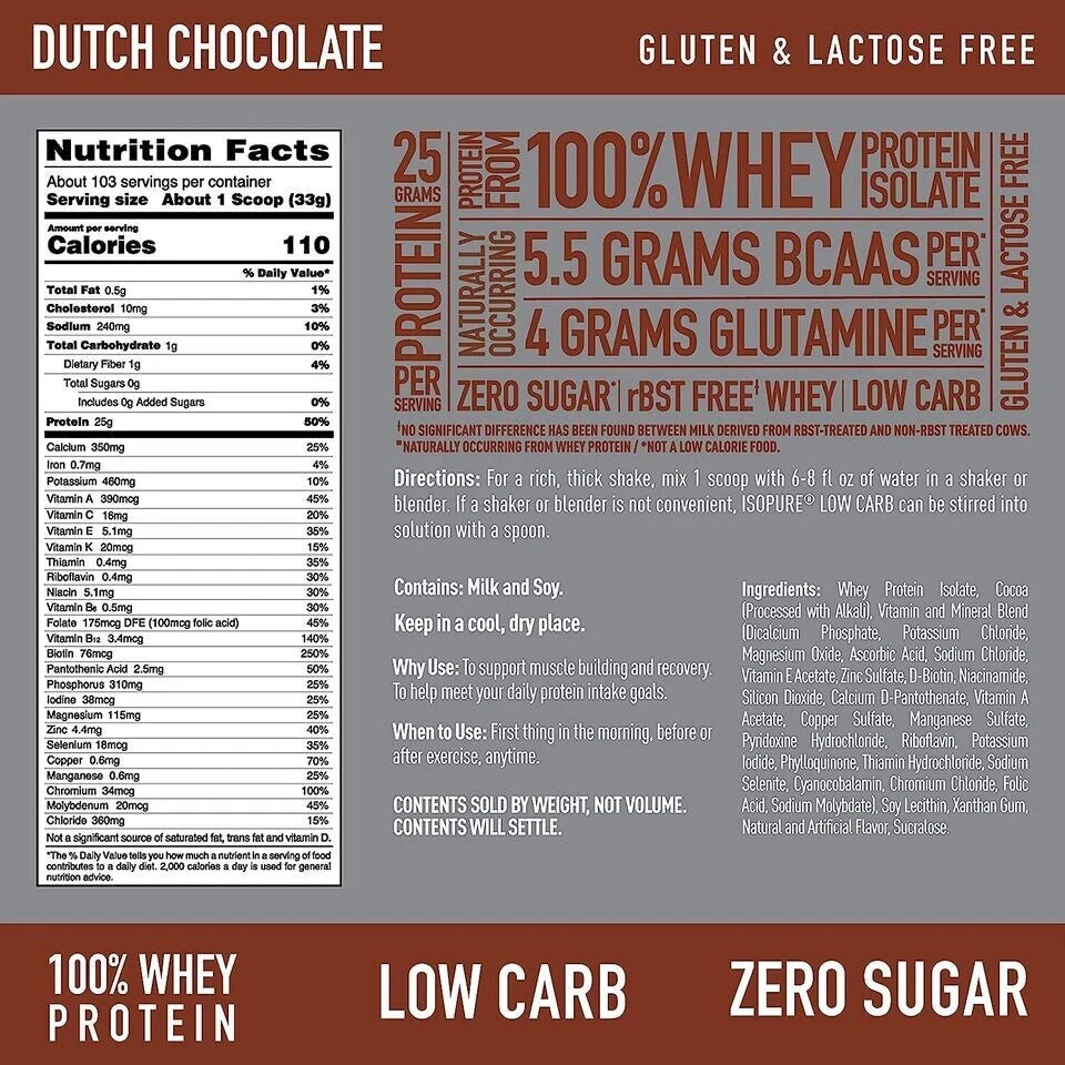 Isopure Low Carb Proteína Chocolate 7.5 lb (3.4 kg)