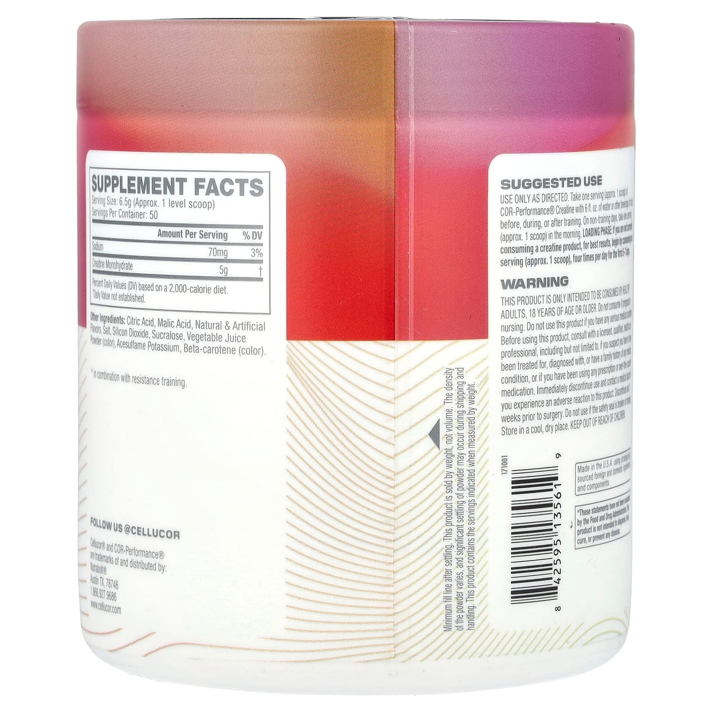 Cellucor Creatina COR-Performance 325g Ponche de Frutas