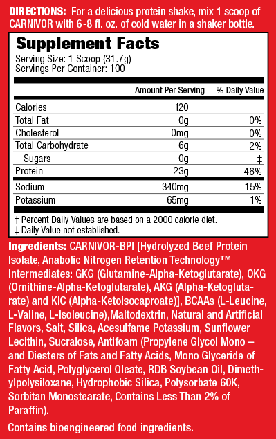 CARNIVOR 8lb | Proteína de carne de res isolatada y Creatina 100 servicios - MarketFit
