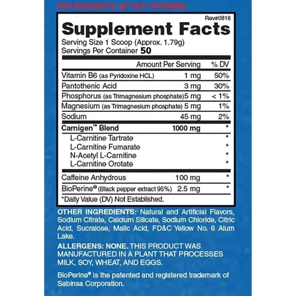 Carnigen Plus Caffeine | Carnitina + Cafeína 50 servicios - MarketFit