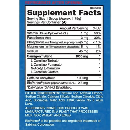 Carnigen Plus Caffeine | Carnitina + Cafeína 50 servicios - MarketFit