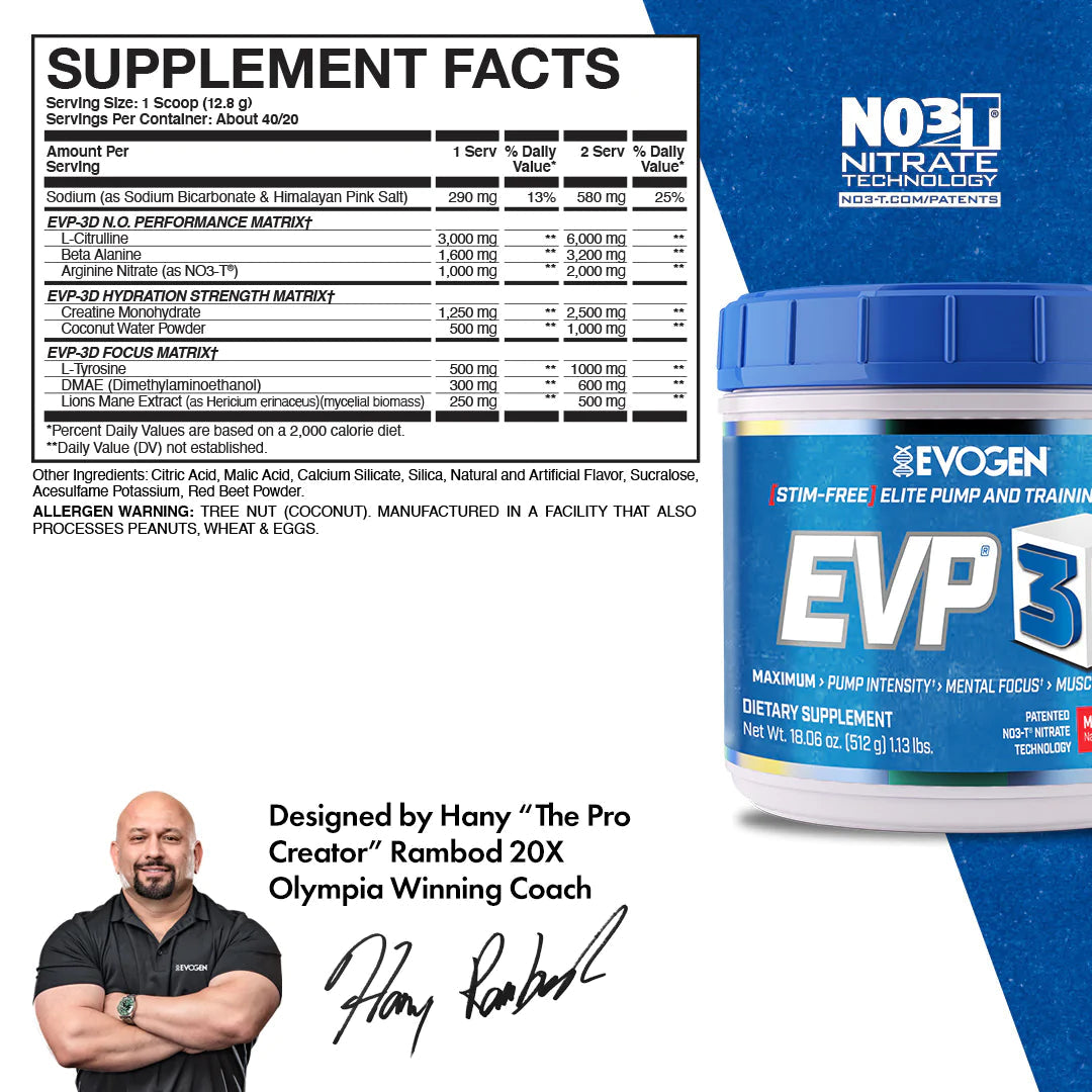 EVP 3D | Pre-entreno sin Cafeína 40 servicios - MarketFit