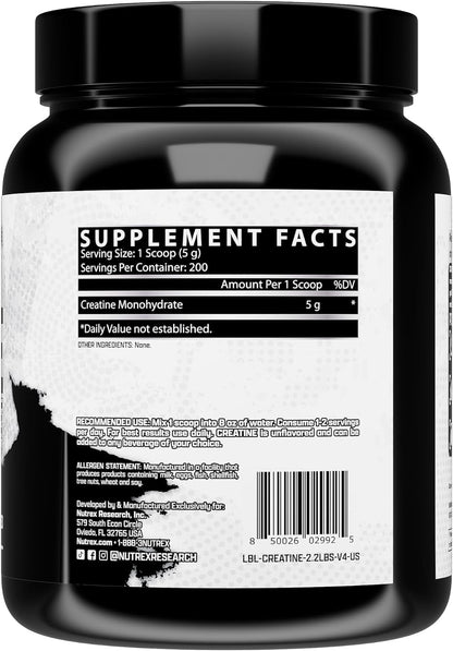 NUTREX Research Creatina Monohidratada Micronizada Sin Sabor