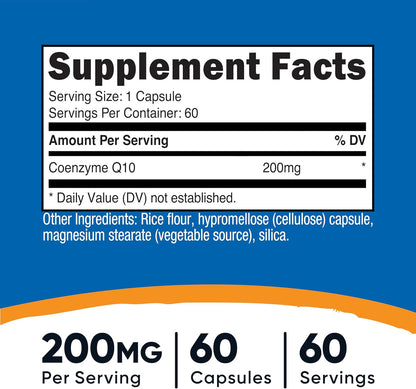 Nutricost CoQ10 200mg 60 Cápsulas Vegetarianas
