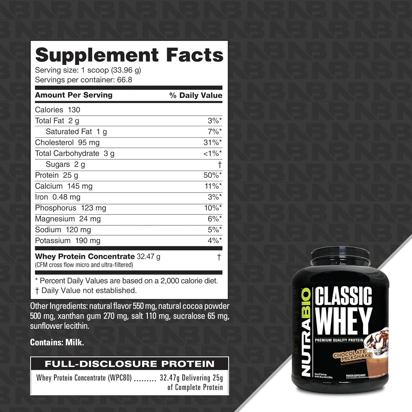 NutraBio Classic Whey Proteína Chocolate 5 lb (2.268 kg)