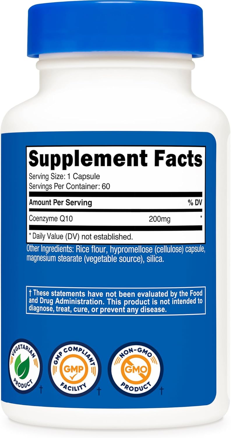 Nutricost CoQ10 200mg 60 Cápsulas Vegetarianas