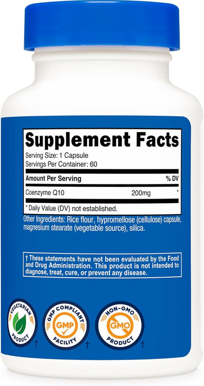 Nutricost CoQ10 200mg 60 Cápsulas Vegetarianas