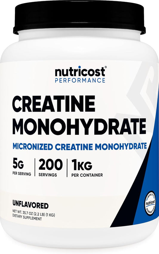 Nutricost Creatina Monohidratada 1 kg (200 Servicios) - Sin Sabor