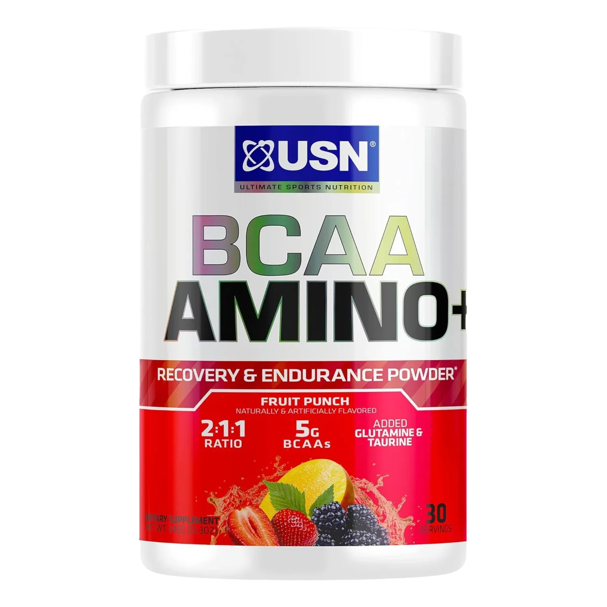 USN BCAA Amino+ Supplement - Ponche de Frutas, 11.60 oz
