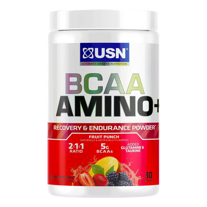 USN BCAA Amino+ Supplement - Ponche de Frutas, 11.60 oz