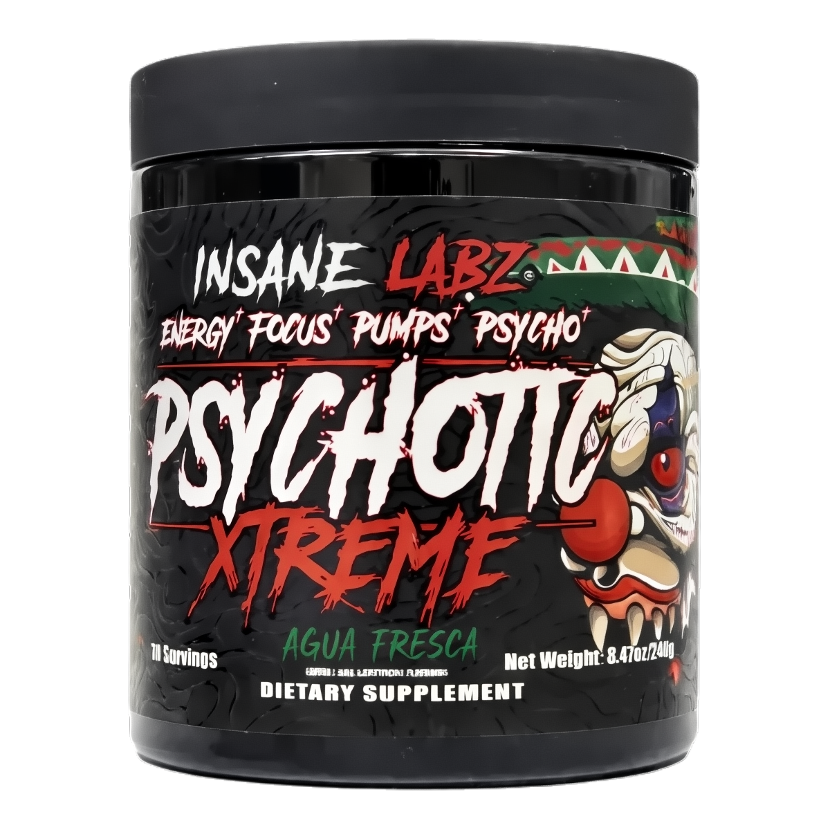 Psychotic Xtreme Pre Entreno Agua Fresa 30 Servicios (228 g)