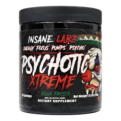 Psychotic Xtreme Pre Entreno Agua Fresa 30 Servicios (228 g)