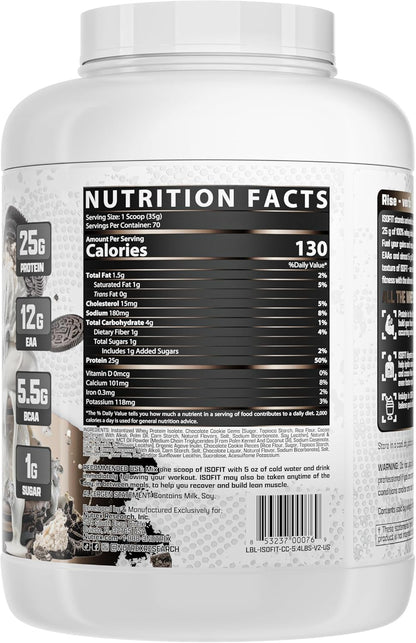 Nutrex Research IsoFit - Proteína de suero en polvo instantánea, 100% aislado de proteína de suero (70 porciones, galletas y crema)