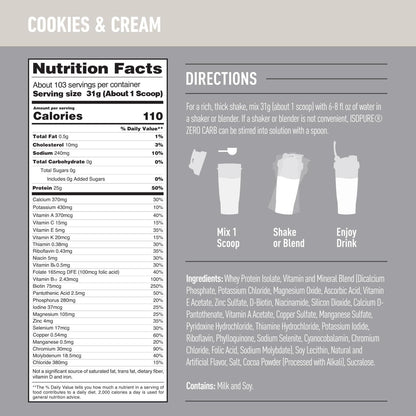 Isopure Zero Carb Proteína Cookies & Cream 7.5 lb (3.4 kg) - MarketFit