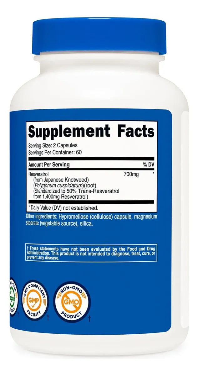 Nutricost Resveratrol 700mg 120 Cápsulas