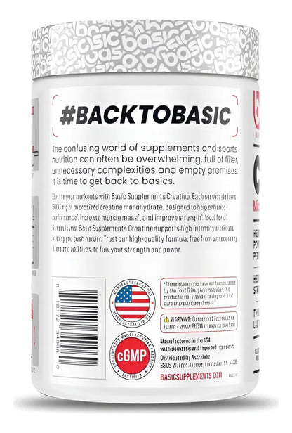 Basic Creatina Monohidrato en Polvo 300g - Sin Sabor