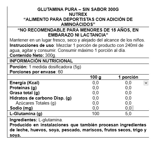 Nutrex Research Glutamine Drive 300g Sin Sabor