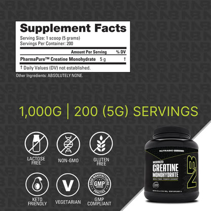 Nutrabio Creatina Monohidratada 1000g Sin Sabor