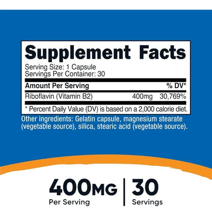 Nutricost Vitamin B2 Riboflavin Cápsulas