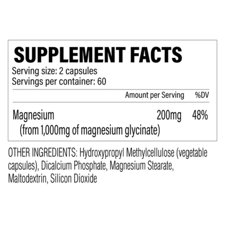 MAGNESIUM GLYCINATE | Glicinato de Magnesio 200mg 120 cápsulas - MarketFit