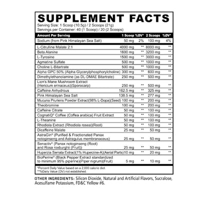 SKULL NOOTROPIC PRE-WORKOUT | Pre-entreno nootrópico 40 servicios - MarketFit