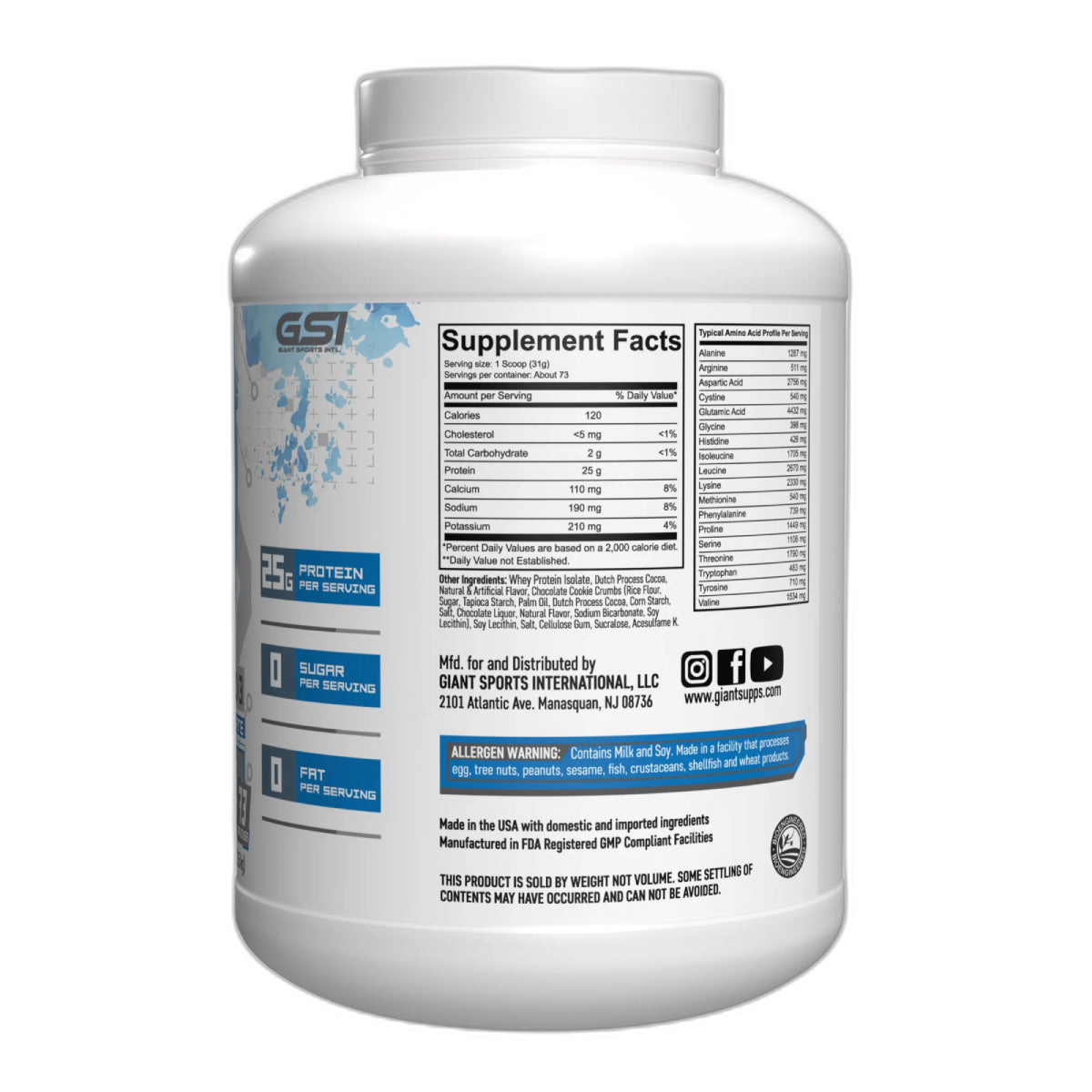 GIANT ISO UPGRAD3 5lb | Proteína de suero de leche Isolatada (Whey Isolate) 73-74 servicios