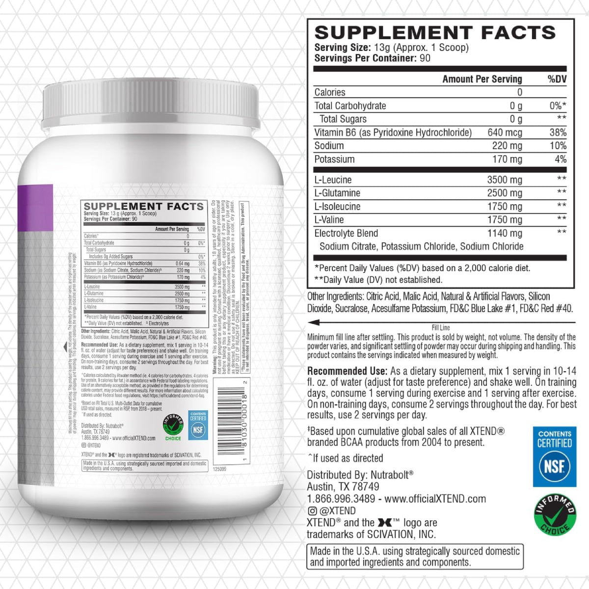 XTEND BCAA's, Glutamina y Electrolitos 90 servicios - MarketFit