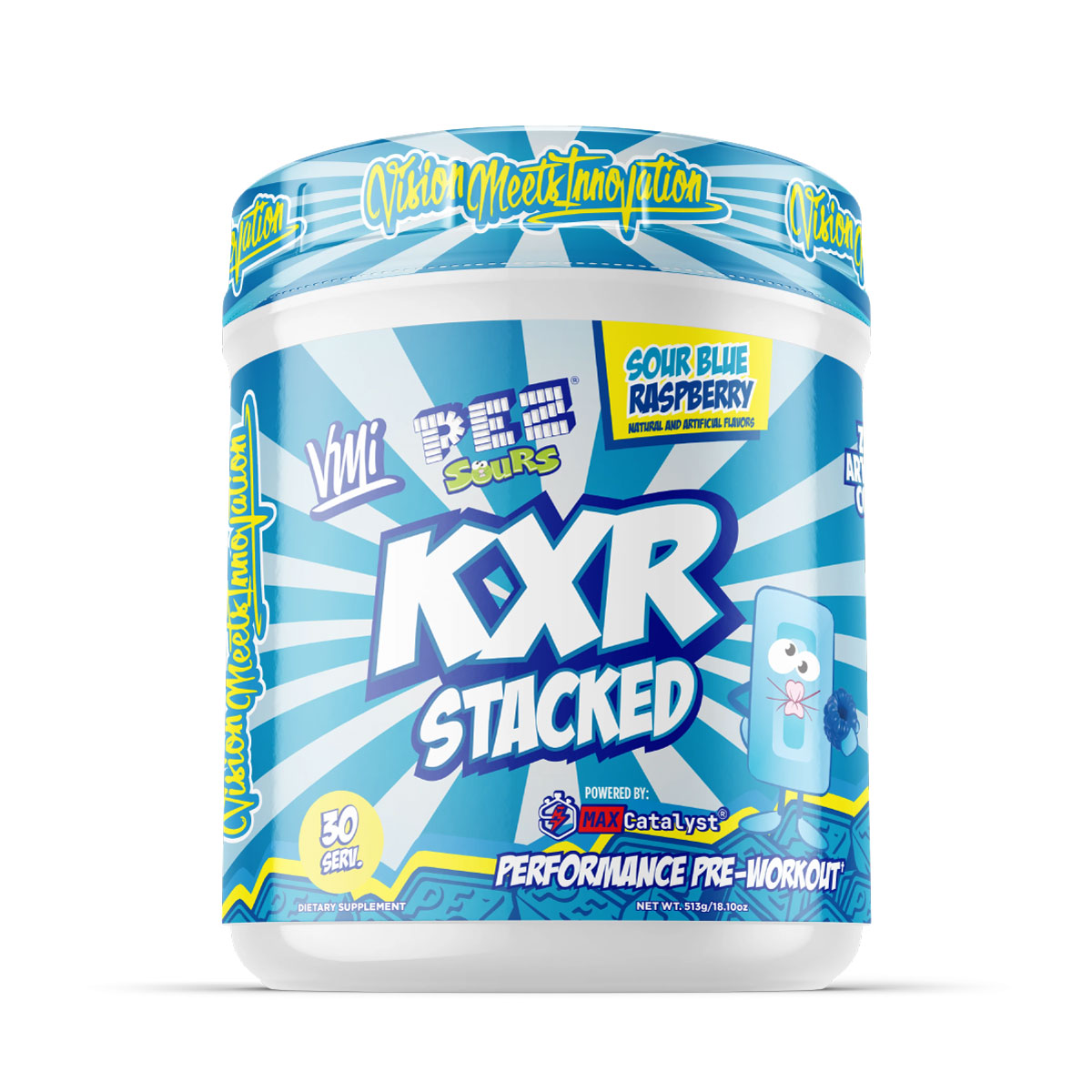 VMI Sports KXR Stacked Pre Workout 30 Porciones - PEZ Sour Blue Raspberry