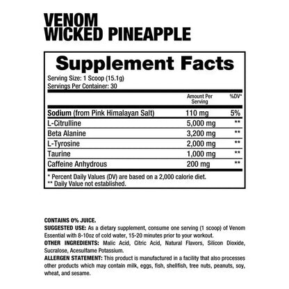 Dragon Pharma Venom Essential Pre Entreno Wicked Pineapple 30 Servicios
