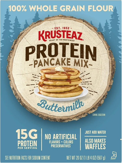 Krusteaz Protein Buttermilk Pancake & Waffle Mix Pack de 8 (20 oz cada una)