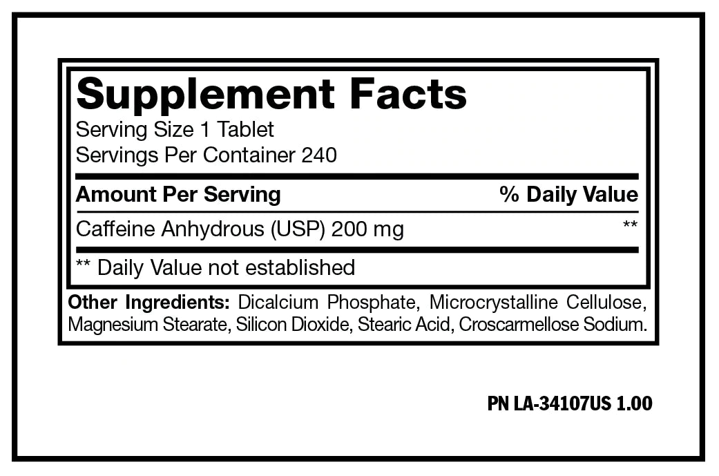 Caffeine | Cafeína Anhidra 200mg 240 tabletas - MarketFit
